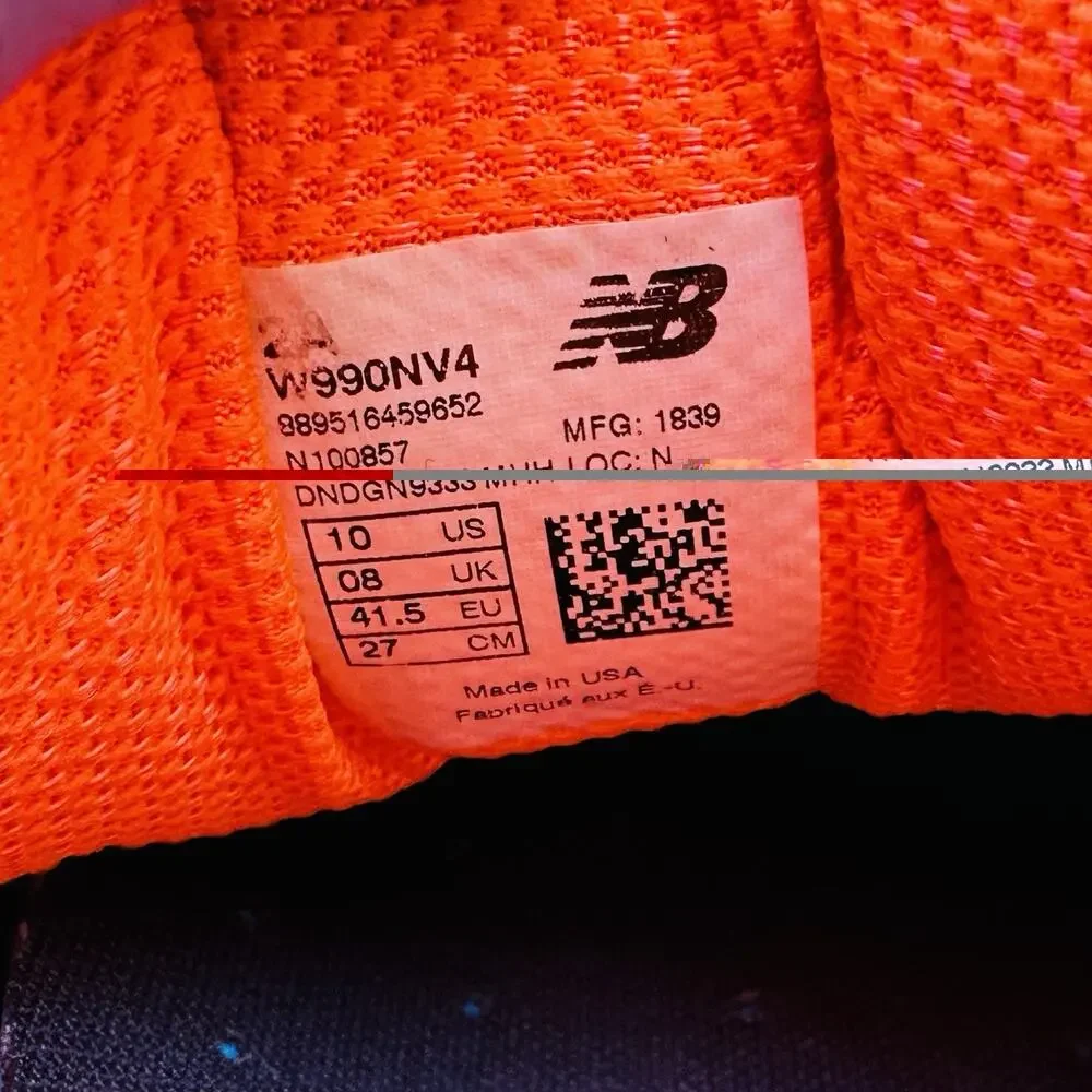 New Balance 990v4 W990NV4 Running Shoes Navy Orange Women's Sz 10 B Made in USA